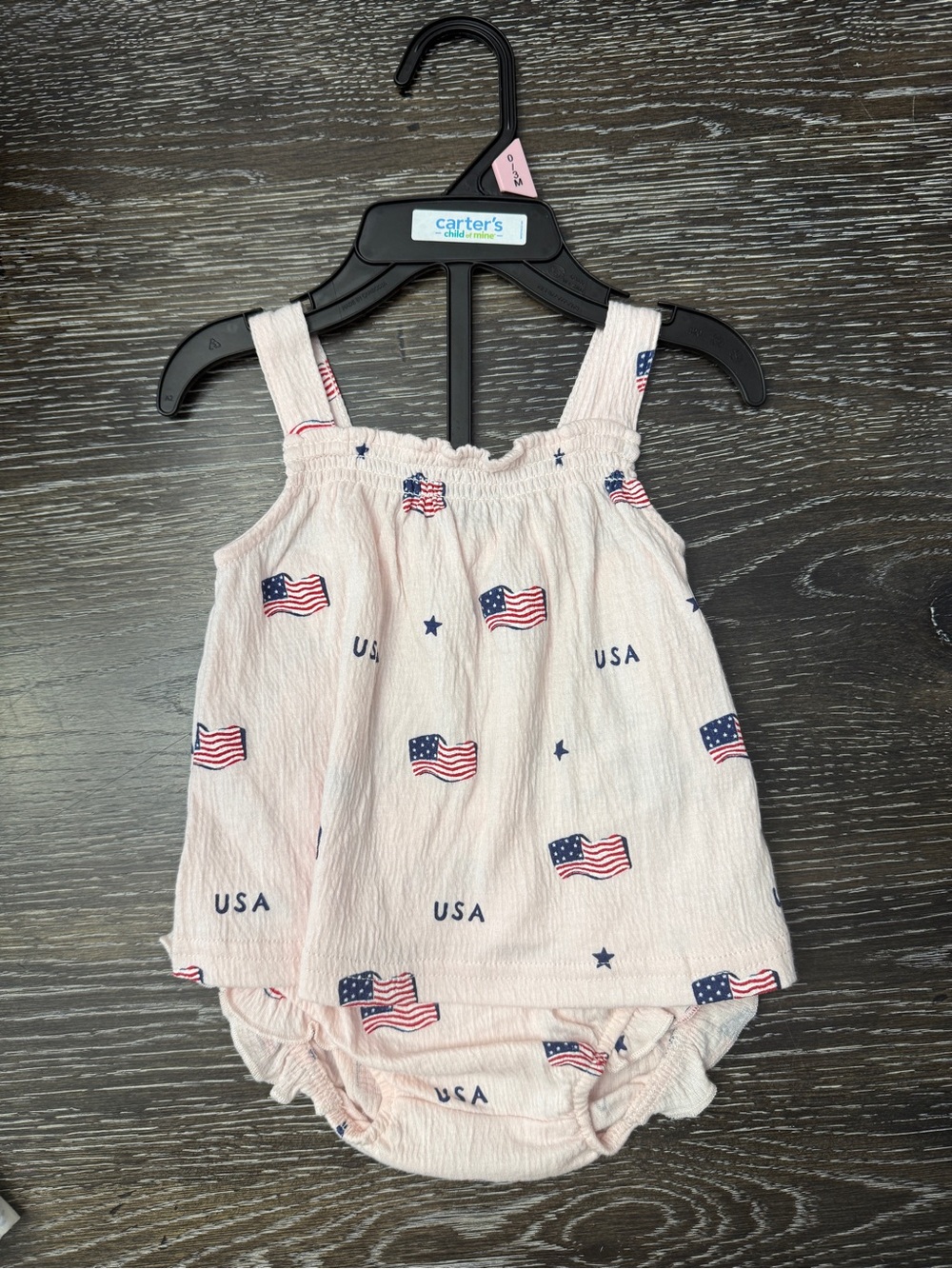 Carter's Pink USA Flag Tank Top & Bloomers Set